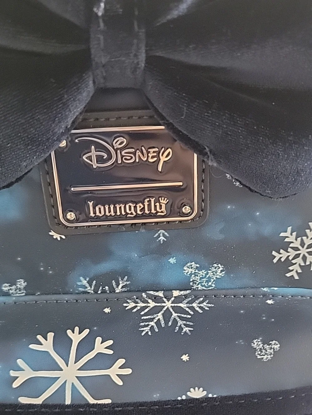 Loungefly Navy Snowflake Minnie Ear Mini Backpack with Velvet Bow